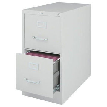 Hirsh 26.5"D Metal 2 Drawer Letter Width Vertical File Cabinet in Light Gray