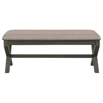 Monte Carlo Bench With Antique Gray Base, Gray Fabric