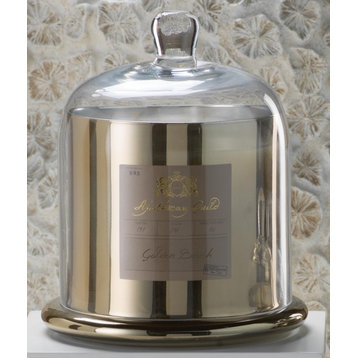 Large Glass Jar Candle with Bell Cloche, Golden Beach Scent