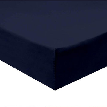 Queen Size Fitted Sheets 100% Cotton 600 Thread Count Solid (Navy)