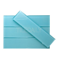 3x12 Glass Subway Tile, Turquoise Blue - Wall And Floor Tile