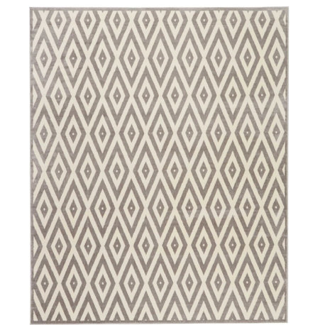 Nourison Grafix 7'10" x 9'10" White/Grey Mid-Century Modern Indoor Area Rug