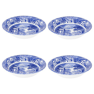 Spode Blue Italian 6.5 Inch Cereal Bowls, Set of 4