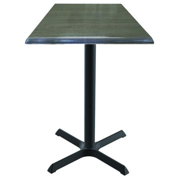 OD211 Black Table with 36"x36" Square Indoor/Outdoor Charcoal Top, 30"