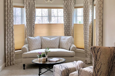 Example of a transitional bedroom design in Chicago