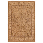 Bareens Designer Rugs - Shabby Chic Ziegler Corrine Taupe Tan Hand-Knotted Wool Rug - 7'11'' x 9'9'' - Enhance the ambiance of your home with this magnificent Persian-influenced Turkish hand-knotted rug made by skilled artisans capable of creating the most exceptional vegetable dyes and hand-spun wool. This exquisite handmade rug is a one-of-a-kind Peshawar Kafkaz, otherwise identified as Chobi, Chobi Peshawar, Oushak, or Ziegler rug. These handmade rugs are crafted in Pakistan utilizing superior-quality wool imported from Australia, New Zealand, and Korea in two types of weaves: the Persian weave and the Mori weave. This rug is meticulously crafted by hand using the finest natural vegetable dyes extracted from local plants. The artisans use a blend of hand-spun local and fine merino wool, resulting in a rug with a compelling texture, higher lanolin content, and longer staple. The artisans occasionally incorporate natural or artificial silk into the pile to enhance specific motifs. The finished product is an awe-inspiring execution of flawless design and an understated palette that exudes elegance.