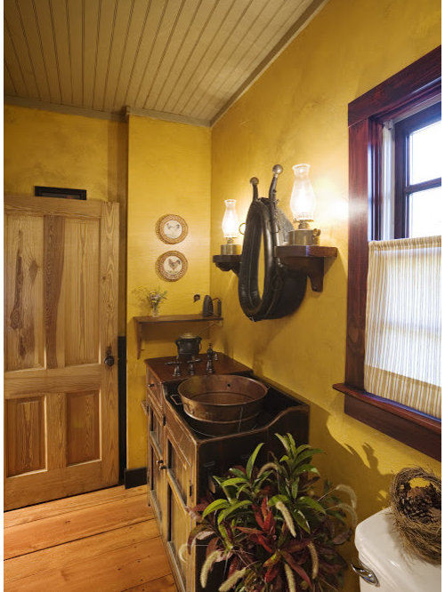 Rustikale Badezimmer mit Kupfer-Waschbecken/Waschtisch Ideen, Design