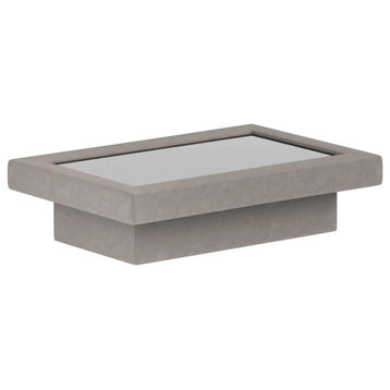 Nellis Coffee Table, Light Gray Leather