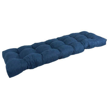 55"x19" Tufted Solid Microsuede Bench Cushion Blue