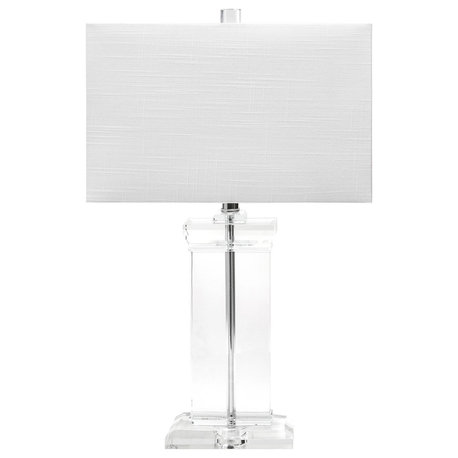 Nuloom 25" Helena Crystal Ionic Column Cotton Shade Clear Table Lamp