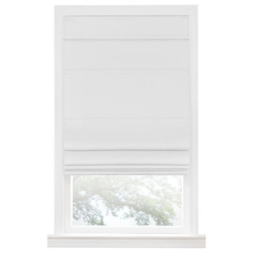 Cordless Blackout Roman Window Shade, White, 27"