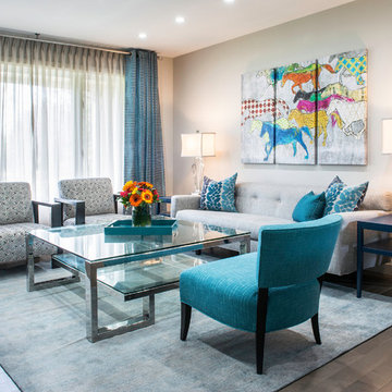 Gray and Blue Living Room