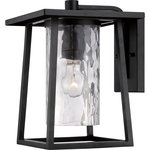 Quoizel - Quoizel LDG8409K Lodge 1 Light Outdoor Lantern - Mystic Black - The Lodge collection a simplistic design with unique glass features a look that's all its own. Its distinctive clear hammered glass is showcased by the simple framework which is highlighted with a Mystic Black finish.