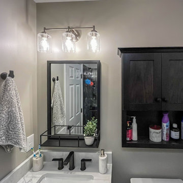 Guest Bathroom with Onyx Cabinets and Tyvarian shower