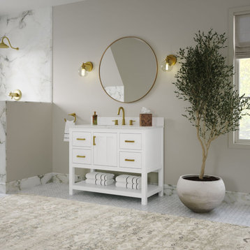 The Felipe Bathroom Vanity, White, 42", Single Sink, Freestanding