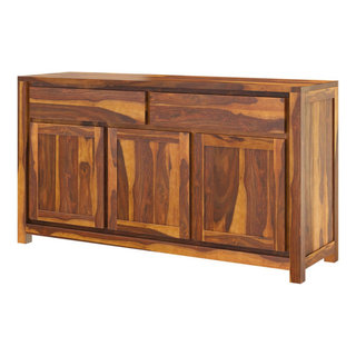 Dallas Ranch Rustic Solid Wood 4 Drawer Extra Long Buffet Cabinet.