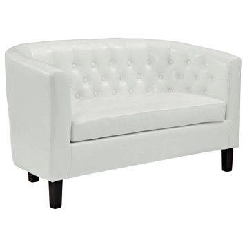 Prospect Faux Leather Loveseat, White
