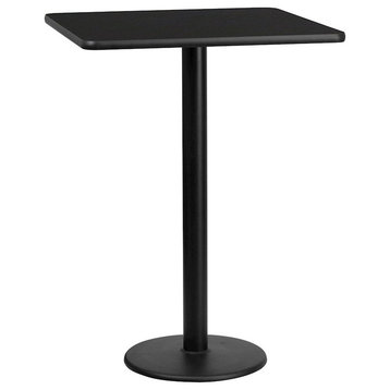30" Square Black Laminate Table Top With Bar Height Table Base