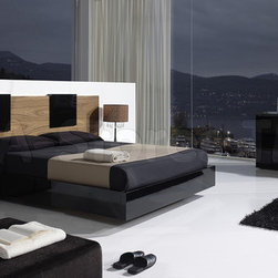 Eslida Gallery Black/Walnut 4 PC Bedroom Set - Bedroom Furniture Sets