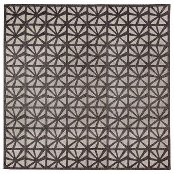 Carmel Tonga Tile Indoor/Outdoor Rug, Black, 7'10" Square