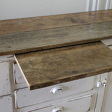 Antique Primitive European Farmhouse Style Buffet Server with Wood Top
