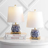 Justina 16" Ceramic Mini Table Lamp, Blue and White, Set of 2