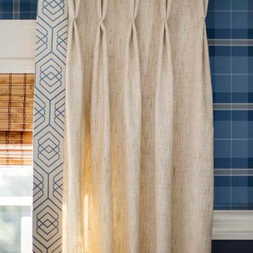 Serene & Color-Infused Waban Victorian: Vintage Americana Nursery Drapery Detail