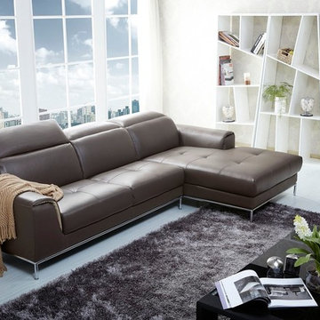 1727 Mudslide Brown Leather Premium Sectional Sofa