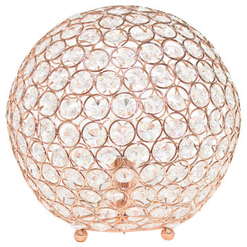 Elegant Designs Elipse 10" Crystal Ball Sequin Table Lamp, Rose Gold