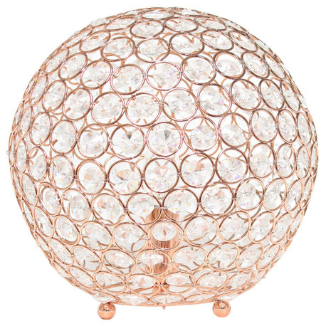 Elegant Designs Elipse 10" Crystal Ball Sequin Table Lamp, Rose Gold