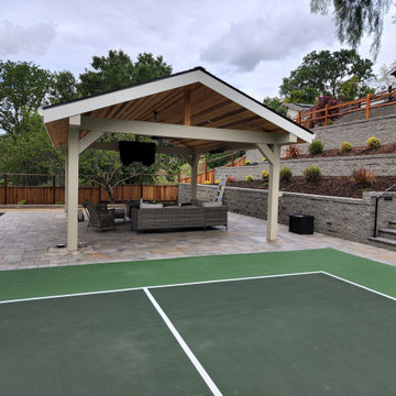 Pavillion, retainning wall, Bocce ball court and pickle ball court