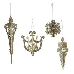 Geometric Silhouette Ornaments - Set of 4 - New - Christmas Ornaments