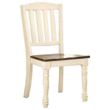 Benzara BM131213 Cottage Side Chairs, White and Cherry, Set of 2