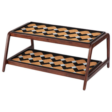 Double-Tier Brown Stand With 3-Pair Rubber Boot Trays Mt. Tam
