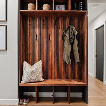 Built-In Entryway Mudroom with Vertical Slats