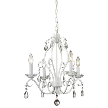 Princess Chandeliers Collection 4 Light Mini Chandelier in Matte White Finish