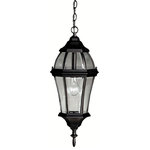 Kichler - Outdoor Pendant 1-Light, Black - With its tall and intricate design, the Townhouse Collection adds classic form to Kichler's expansive assortment of decorative outdoor lighting. Made by the finest craftsmen in the industry, each piece is formed from cast aluminum and is U.L. listed for damp location, ensuring these high quality fixtures will continue looking fabulous for years to come. This 23" high, 1-light hanging lantern features our Black finish with clear beveled glass panels, which uses a 100-watt (max.) bulb that accentuates the luster of your home with zeal.