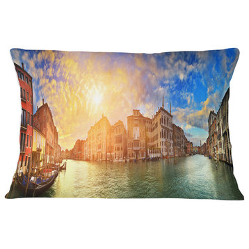 Grand Canal Venice Panorama Cityscape Throw Pillow, 12"x20"