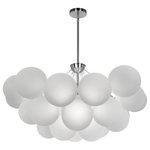 Dainolite - 8-Light Contemporary Globe Chandelier Miles, Polished Chrome - 35.5" Polished Chrome Miles Chandelier with Frosted Glass. This 8 light LED compatible is recommended for the ceiling in a Living Room. It requires 8 Halogen G9 bulbs, is covered by a 1 Year Warranty and is suitable for either a residental or commercial space.