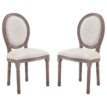Emanate Dining Side Chair Upholstered Fabric Set of 2, Beige
