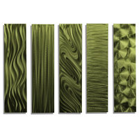 Set of 5 Metal Wall Art Sculpture Accent by Jon Allen, 5 Easy Pieces Aqua, Green