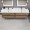 MOM 84 Wall Mounted Vanity With 4 Drawers and Acrylic Double Sink, Gray Teak