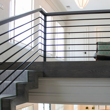 54_Dynamic and Open Wood and Metal Zig-Zag Staircase, Alexandria VA 22302
