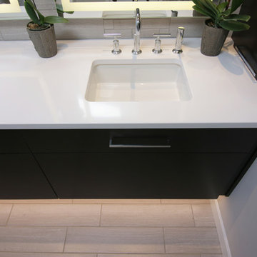 Modern City Style: Linear Taupe and Espresso Master Bath