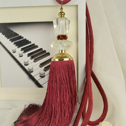 6 Colors QYM22 Polyester and Acrylic Curtain Tassel Tie Backs in Red Color - Window Treatment Accessories