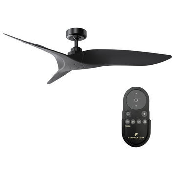 Aerofanture 52 in Modern Indoor/Outdoor DC Motor Ceiling Fan with Remote, Black
