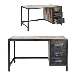 Spike Industrial 3 Drawer Desk - Desks And Hutches