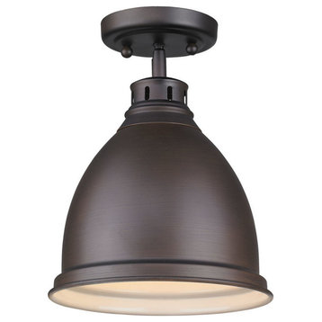 Duncan Flush Mount, Rubbed Bronze With Rubbed Bronze Shade