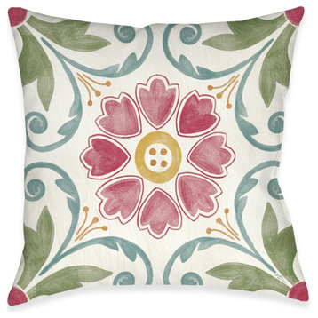 Floral Medallion Indoor Pillow, 18"x18"
