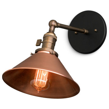 Copper Wall Sconce, Industrial Lamp, Black, Antique Brass